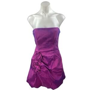 Fiesta Purple Rosette Sleeveless Strapless Mini A-Line Tank Tube Dress Size S